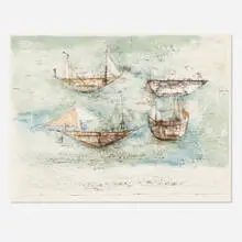 Voiles à la mer by Zao Wou-ki, 1953, five-color lithograph on Rives paper, sold Jan 2019