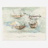 Voiles à la mer by Zao Wou-ki, 1953, five-color lithograph on Rives paper, sold Jan 2019