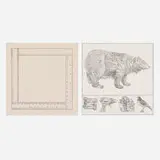 Don Nice and Sylvia Plimack Mangold, two works from the Rubber Stamp Portfolio, 1976 / 1977, rubber stamp on paper