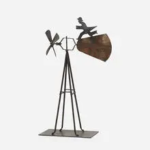 weathervane by Folk Art, c. 1930, wrought iron, enameled steel, sold Jan 2019