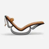 Oscar Niemeyer, Rio chaise lounge, c. 1978, lacquered wood, leather, brass