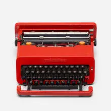 Valentine typewriter by Ettore Sottsass, 1969, plastic, enameled steel, metal, rubber, sold Jan 2019