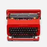 Valentine typewriter by Ettore Sottsass, 1969, plastic, enameled steel, metal, rubber, sold Jan 2019