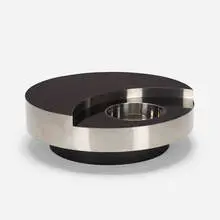 Willy Rizzo, TRG bar table, c. 1970, stainless steel, laminate, aluminum
