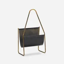 magazine rack, model 3808 by Carl Auböck, 1950, brass, leather, sold Jan 2019