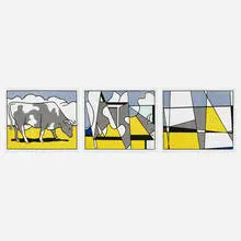 Roy Lichtenstein, Cow Triptych (Cow Going Abstract), 1982, screenprint on paper
