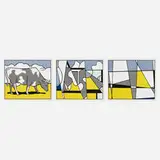 Roy Lichtenstein, Cow Triptych (Cow Going Abstract), 1982, screenprint on paper