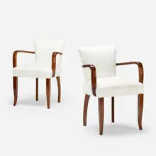 armchairs, pair by Art Déco, c. 1935, upholstery, lacquered beech, sold Jan 2019