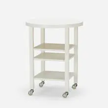 Custom rolling cart from the Neisser Condominium by Stanley Tigerman and Margaret McCurry, 1997, corian, lacquered MDF and wood, rubber, enameled steel, sold Jan 2019