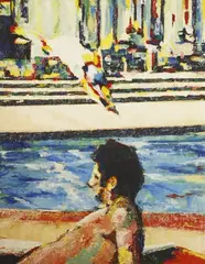 Peter Denmark, Untitled, Peter Denmark (1950-2014) Diving acrylic on canvas 127 x 97cm .