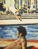 Peter Denmark, Untitled, Peter Denmark (1950-2014) Diving acrylic on canvas 127 x 97cm .