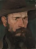 Wilhelm Leibl, Studienkopf eines braunbärtigen Mannes vor grünem Hintergrund