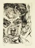 Max Beckmann, Der Raucher (Selbstbildnis), 1916, Kaltnadel auf Van-Gelder-Zonen-Bütten