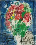 Marc Chagall, Bouquet sur fond bleu, 1948, Öl auf Leinwand