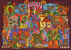 Alexis Akrithakis, Entree libre, 1970, Öl auf Leinwand