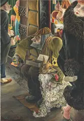 Georg Kinzer, Blinder Bettler“ (Berlin, Tauentzienstraße), Um 1930, Öl auf Leinwand. Doubliert