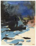 Rußender Dampfer“ (Hamburger Hafen) by Emil Nolde, 1910, Aquarell und Tuschpinsel auf Japanbütten, sold Jun 2017