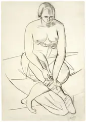 Max Beckmann, Sitzender Halbakt, 1928, Kreide auf schwerem Bütten (Wasserzeichen: MBM)