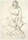Max Beckmann, Sitzender Halbakt, 1928, Kreide auf schwerem Bütten (Wasserzeichen: MBM)