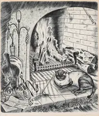 Cyril Bouda, Cat, 1940s, Copper engraving, paper