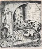 Cyril Bouda, Cat, 1940s, Copper engraving, paper
