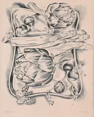 Cyril Bouda, Still Life with Artichoke, Around 1943, Copper engraving, paper