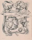 Cyril Bouda, Still Life with Artichoke, Around 1943, Copper engraving, paper