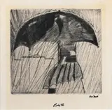 Frantisek Tichy, Man with an Umbrella, 1948, Drypoint on paper