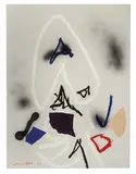 UBU XII by Emerson Woelffer, 1989, Oil stick, collage, and spray paint on paper, sold Sep 2018
