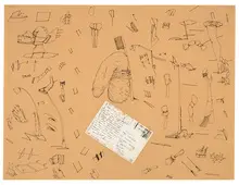 Gronk, Untitled #146; Untitled (2), Untitled #146: Pen and ink on paper; Untitled: Ink on brown paper