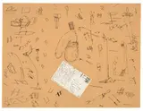 Gronk, Untitled #146; Untitled (2), Untitled #146: Pen and ink on paper; Untitled: Ink on brown paper