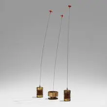 Takis, 3 Signals, 1969, lacquer, steel, brass, electrical insulator
