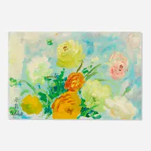 Le Pho, Fleurs, oil on canvas