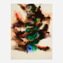 Abstract Composition by Bill Alpert, ink and acrylic on paper laid to board, sold Mar 2024