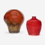 Agnethe Jørgensen, Vases, set of two, c. 1965, oxblood-glazed porcelain