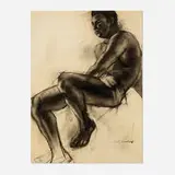 John R. Grabach, Figure Study, charcoal on paper