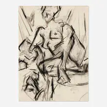 Figure Study by Mercedes Matter, charcoal on paper, sold Mar 2024