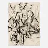 Mercedes Matter, Figure Study, charcoal on paper