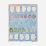 Ovals on Blue by Eugenia Sumiye Okoshi, ink and colored pencil on paper, sold Mar 2024