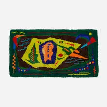 Wally Strautin, Abstraction, acrylic yarn latch hook tapestry