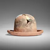 Robert Brady, Hat, 1976, sawdust-fired earthenware, stain, colored engobe