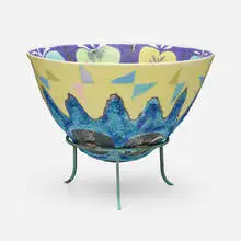 Phillip Maberry, Bowl, c. 1985, glazed porcelain, patinated metal