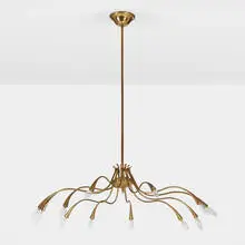 attribution Oscar Torlasco, Chandelier, c. 1955, brass