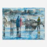 David Hostetler, The Crowd - Blue Cape, 2012, screenprint with hand-painting