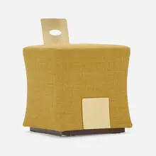 Lazzarini & Pickering, Tancredi stool, 2018, gold-plated iron, upholstery