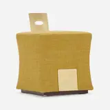 Lazzarini & Pickering, Tancredi stool, 2018, gold-plated iron, upholstery