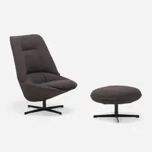 Luca Nichetto, Ladle chair and ottoman, 2014, Orbaco 12 upholstery, enameled steel