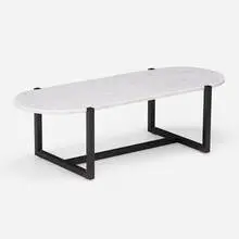Studio Asaï, Sigmund coffee table, 2019, Carrara marble, enameled metal, anodized and brass-plated aluminum