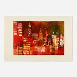 Rainer Fetting, N.Y. fireworks, 1993, etching and aquatint in colors on Arches