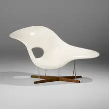 Charles and Ray Eames, La Chaise, 1948 / 1996, lacquered fiberglass, chrome-plated steel, oak